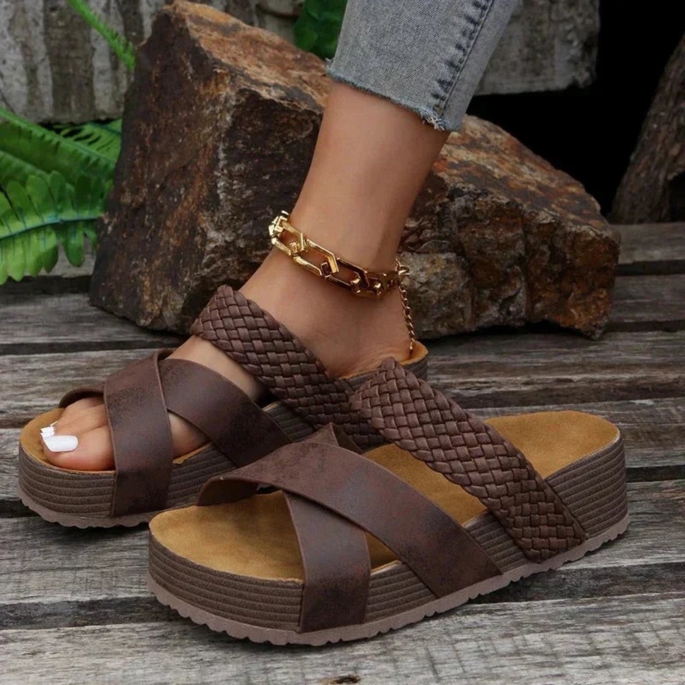 Harper & Lane Brown Woven Sandals